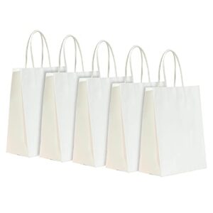 racetop small white gift bags with handles bulk, 5.9″x3.2″x8.3″ 50pcs, small white paper bags with handles bulk, mini gift bags, gift bags bulk, party bags, shopping bags, merchandise bags