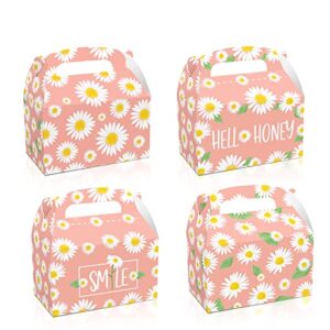 12 Pack Daisy Flower Favor Treat Boxes Pink Daisy Birthday Treat Boxes Hello Summer Goodies Gift Boxes for Baby Shower Birthday Party Decorations Supplies