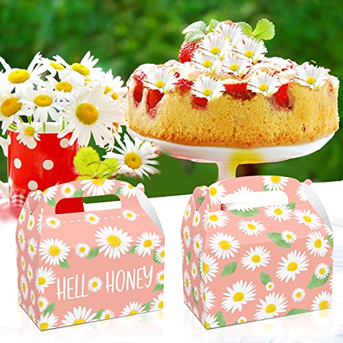 12 Pack Daisy Flower Favor Treat Boxes Pink Daisy Birthday Treat Boxes Hello Summer Goodies Gift Boxes for Baby Shower Birthday Party Decorations Supplies