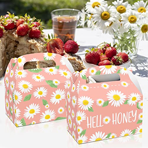 12 Pack Daisy Flower Favor Treat Boxes Pink Daisy Birthday Treat Boxes Hello Summer Goodies Gift Boxes for Baby Shower Birthday Party Decorations Supplies