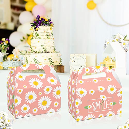 12 Pack Daisy Flower Favor Treat Boxes Pink Daisy Birthday Treat Boxes Hello Summer Goodies Gift Boxes for Baby Shower Birthday Party Decorations Supplies