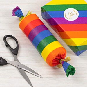 Whaline 100 Sheet Rainbow Tissue Paper Crepe Paper Colorful Stripes Art Tissue Bulk Colored Gift Wrapping Paper for DIY Art Craft Gay Pride Party Gift Bags Birthday Wedding Favors