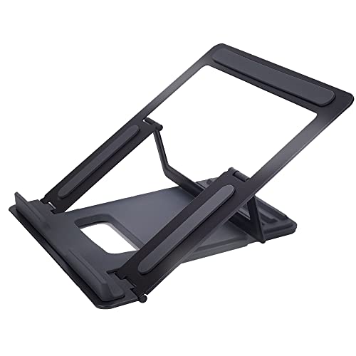 DreiPanda Laptop Stand for Desk,Black Adjustable Aluminum Portable Laptop Holder, Metal Computer Stand 4 Angle Anti-Slip Compatible with 9 to 17inch Laptop