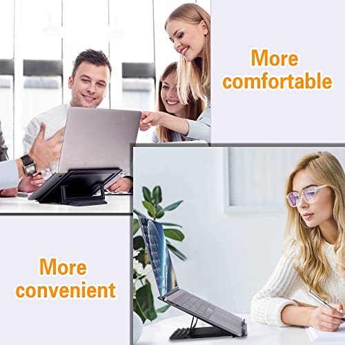 DreiPanda Laptop Stand for Desk,Black Adjustable Aluminum Portable Laptop Holder, Metal Computer Stand 4 Angle Anti-Slip Compatible with 9 to 17inch Laptop