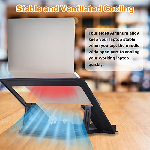 DreiPanda Laptop Stand for Desk,Black Adjustable Aluminum Portable Laptop Holder, Metal Computer Stand 4 Angle Anti-Slip Compatible with 9 to 17inch Laptop