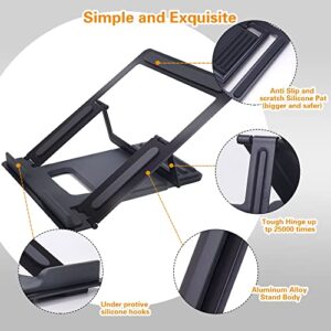 DreiPanda Laptop Stand for Desk,Black Adjustable Aluminum Portable Laptop Holder, Metal Computer Stand 4 Angle Anti-Slip Compatible with 9 to 17inch Laptop