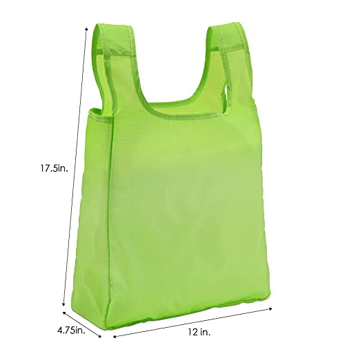 Reusable Grocery Bag - 5 Pack Green Reusable Shopping Bags with Pouch, Compact Travel Shopping Totes, Super Strong Shopping Bags, Foldable & Washable, Lightweight Ripstop Nylon for Groceries and Produce