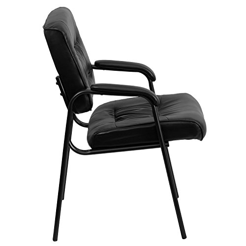 Flash Furniture Black LeatherSoft Executive Side Reception Chair with Black Metal Frame
