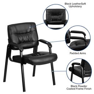 Flash Furniture Black LeatherSoft Executive Side Reception Chair with Black Metal Frame
