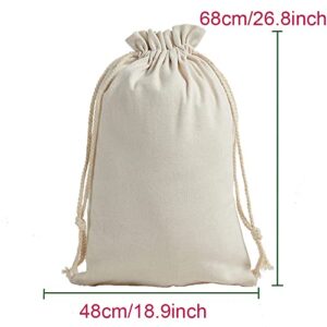 4 Pack Large Christmas Bags Drawstring Canvas,18.9"x26.8" Blank Christmas Gifts Santa Sack Bags DIY Extra Large Reusable Burlap Xmas Gift Heavy Duty Laundry Bags with Drawstring