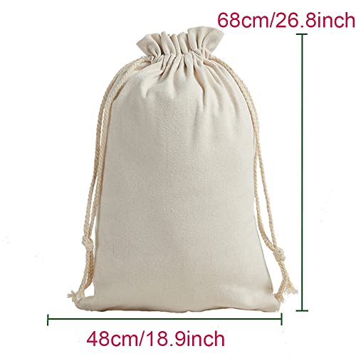 4 Pack Large Christmas Bags Drawstring Canvas,18.9"x26.8" Blank Christmas Gifts Santa Sack Bags DIY Extra Large Reusable Burlap Xmas Gift Heavy Duty Laundry Bags with Drawstring