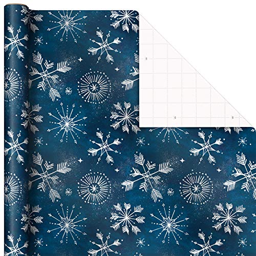 Hallmark Christmas Wrapping Paper with Cut Lines on Reverse (3 Rolls: 120 sq. ft. ttl) Snowy Village, Starry Snowflakes, Birch Trees & Cardinals