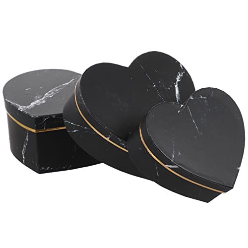 Storage Cases 3pcs Heart Shaped Boxes Gift Arrangement Boxes Flower Box for Luxury Flower Festival Holiday New Year Favors Black Candy Packing Boxes