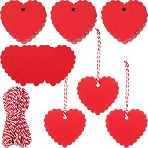 300 pieces valentine gift tags heart paper tags with string for valentine’s day party decorations, wedding party favors