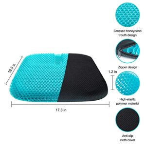 JLD Gel Seat Cushion for Long Sitting Breathable Honeycomb Design Pain Relief Egg Seat Cushion, Gel Enhanced Seat Cushion, Non-Slip, Egg Sitter Support Cushion, for Home Office Chair Cars Wheelchair