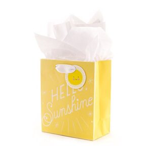 hallmark 6″ small yellow gift bag with tissue paper – hello sunshine – for baby showers, birthdays, get well or any occasion