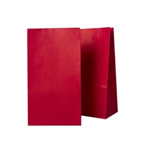 Red Party Favor Bag - 50 Pack Red Kraft Paper Lunch Food Grade Gift Bags for Chinese New Year, Valentine's Day, Christmas and 4th of July - 5"x3"x9"