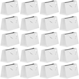 20 pcs white kraft paper gift bags 10.6 x 8.2 x 3.1 inch gift bags bulk with handles for retail bag, party favor bag, birthday gift bag, merchandise boutique retail bags