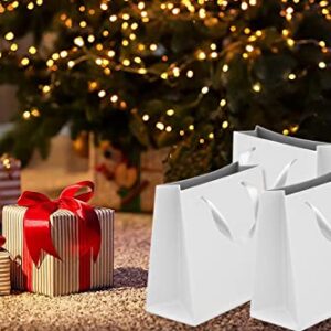 20 Pcs White Kraft Paper Gift Bags 10.6 x 8.2 x 3.1 Inch Gift Bags Bulk with Handles for Retail Bag, Party Favor Bag, Birthday Gift Bag, Merchandise Boutique Retail Bags