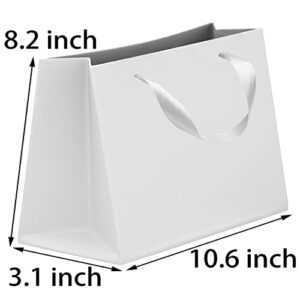 20 Pcs White Kraft Paper Gift Bags 10.6 x 8.2 x 3.1 Inch Gift Bags Bulk with Handles for Retail Bag, Party Favor Bag, Birthday Gift Bag, Merchandise Boutique Retail Bags