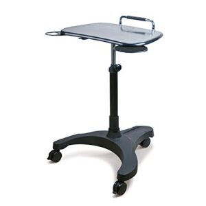 eho mobile laptop standing desk carts on wheels, pneumatic, height adjustable rolling stand, sit to stand computer cart, classics xl workstation for home, office, medical and school classroom