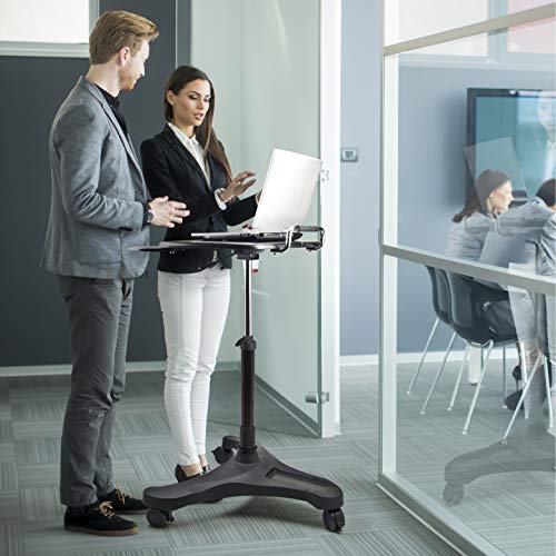 EHO Mobile Laptop Standing Desk Carts on Wheels, Pneumatic, Height Adjustable Rolling Stand, Sit to Stand Computer Cart, Classics XL Workstation for Home, Office, Medical and School Classroom