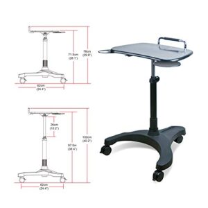 EHO Mobile Laptop Standing Desk Carts on Wheels, Pneumatic, Height Adjustable Rolling Stand, Sit to Stand Computer Cart, Classics XL Workstation for Home, Office, Medical and School Classroom