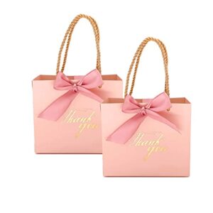 tksbag pink gift bags-20 pack small thank you gift bags with handles-5.5”x 2.5”x4.7” mini gift bags bulk for baby shower, birthday, wedding