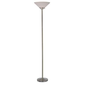 Normande Lighting 150-Watt Incandescent Concord Torchiere Lamp, Brushed Steel