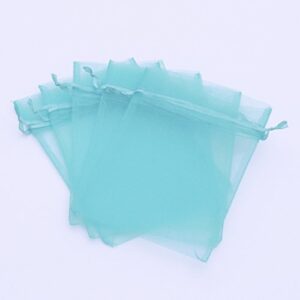 100 pcs 4×6″ (10x15cm) organza bags wedding favor bags party gift bags candy bag jewelry pouch drawstring bag (light teal – fb023)