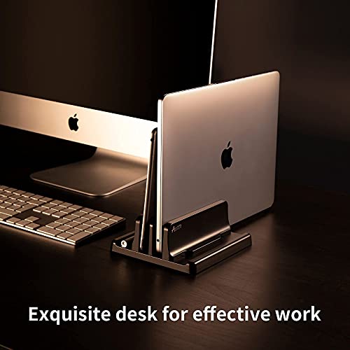 Vertical Laptop Holder, Asher Fashion Vertical Laptop Stand with Adjustable Dock Size, MacBook Stand Made of Premium ABS Plastic, 4 in 1 Design Space-Saving for All Cellphones, MacBooks