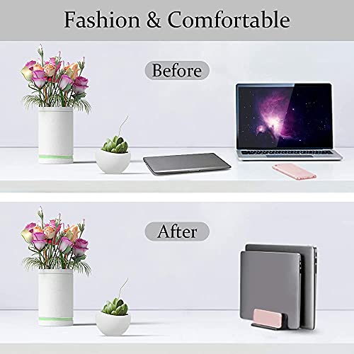 Vertical Laptop Holder, Asher Fashion Vertical Laptop Stand with Adjustable Dock Size, MacBook Stand Made of Premium ABS Plastic, 4 in 1 Design Space-Saving for All Cellphones, MacBooks