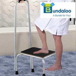 Bundaloo Support Step Stool | Best Foot Stool for Hospital Bed, Kitchen Shelving, & Bath Tub | Non-Slip Rubber Handle, Platform, & Feet for Extra Safety | for Adults & Kids in Home or Medical Setting