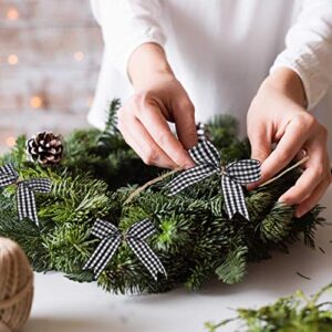 24 Pieces Black and White Plaid Bows Small Buffalo Plaid Decorative Bows for Christmas Tree Farmhouse Decoration Package Supply