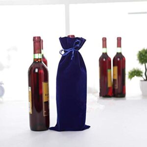 2 pieces royal blue velvet wine bottle bags champagne bottle covers gift pouches velvet packaging bag 14cmx35cm (5.5″ x 14″)