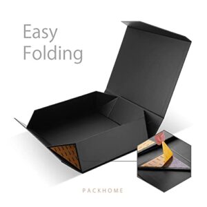 PACKHOME 16.3x14.2x5 Inches, Extra Large Gift Box with Lid, Gift Box for Clothes and Large Gifts (Matte Black with Grain Texture)