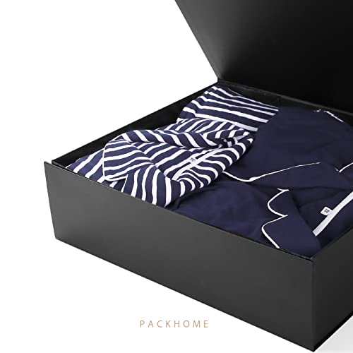 PACKHOME 16.3x14.2x5 Inches, Extra Large Gift Box with Lid, Gift Box for Clothes and Large Gifts (Matte Black with Grain Texture)