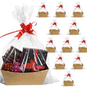 aoibrloy 12 pack baskets for gifts empty, sturdy empty gift baskets to fill, kraft gift basket kit with handles for holiday, wedding, birthday, gift packages