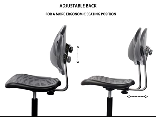 Chair Master Drafting Stool - Easy to Clean! Ergonomic Polyurethane Chair. Seat Height Adjustable (23"-33") Heavy Duty Adjustable Footring for Home, Automotive, Lab, Cleanroom