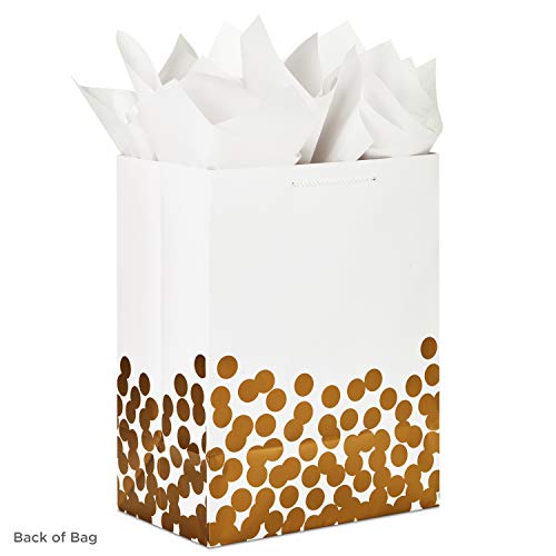 Hallmark 17" Extra Large for Christmas, Hanukkah, Weddings, Valentine's Day, Graduations Gift Bag with Tissue Paper, Jumbo, White/Gold