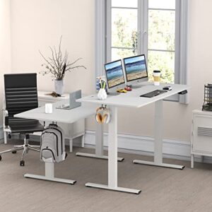 SHW 55-Inch Large Electric Height Adjustable Standing Desk, 55 x 28 Inches, White