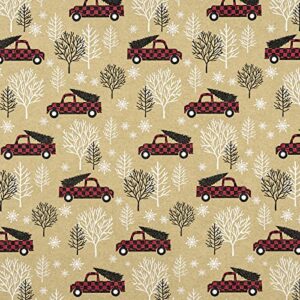 RUSPEPA Kraft Christmas Wrapping Paper Roll - Red Car Design for Holiday Gift Wrap - 17 Inches X 32.8 Feet