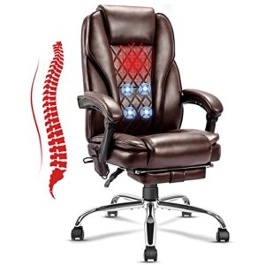 noblemood heating massage office chair ergonomic high back reclining computer chair height adjustable swivel executive desk chairs with footrest and lumbar pillow