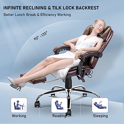 NOBLEMOOD Heating Massage Office Chair Ergonomic High Back Reclining Computer Chair Height Adjustable Swivel Executive Desk Chairs with Footrest and Lumbar Pillow