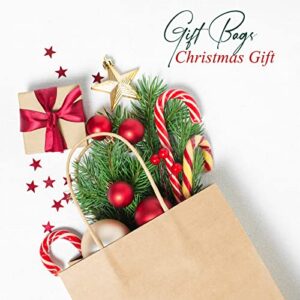 Paper Gift Bags 5.25x3.75x8" 50Pcs, Metronic Christmas Gift Wrap Bags with Handles, Brown Kraft Paper Bags for Small Business, Heavy Duty Bulk Paper Bags for Birthday Party Favors, Shopping, Retail, Merchandise