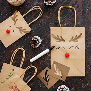 Paper Gift Bags 5.25x3.75x8" 50Pcs, Metronic Christmas Gift Wrap Bags with Handles, Brown Kraft Paper Bags for Small Business, Heavy Duty Bulk Paper Bags for Birthday Party Favors, Shopping, Retail, Merchandise