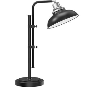 lepower industrial desk lamp, black farmhouse task lamps with adjustable height & lamp head, rustic modern desk lamp, 6w e26 vintage edison bulb included, metal table lamp for office living room dorm