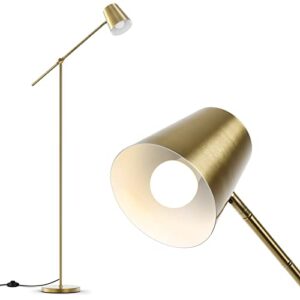 alldio gold floor lamp, modern cantilever 70″ adjustable tall lamp full metal standing pole light for living room reading house bedroom home office