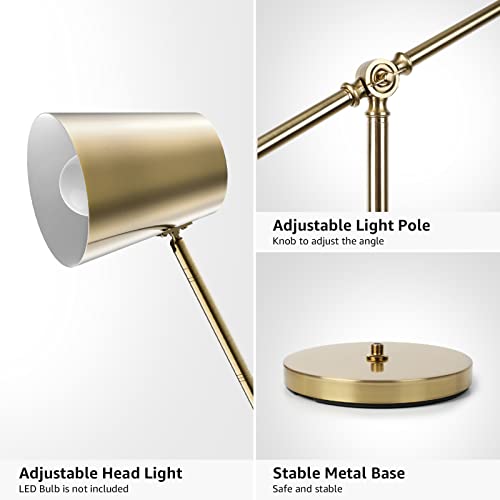 Alldio Gold Floor Lamp, Modern Cantilever 70" Adjustable Tall Lamp Full Metal Standing Pole Light for Living Room Reading House Bedroom Home Office