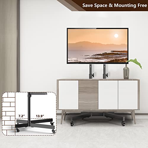 Mobile TV Stand with Wheels for 32-80 Inch LCD LED 4K Flat Screens with Wheels - Height Adjustable TV Cart Rolling TV Stand with Laptop Shelf, Outdoor TV Stand - Max VESA 600x400, Black